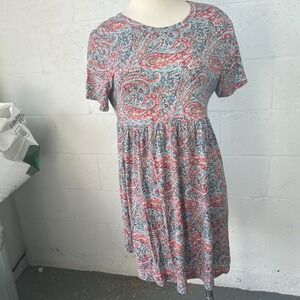 LONGYUAN‎ Women's Paisley Print Short Sleeve Casual Dress XL